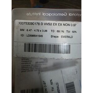 0.97ct Emerald Cut Lab Grown Diamond D VVS2 EX EX IGI LG696541545